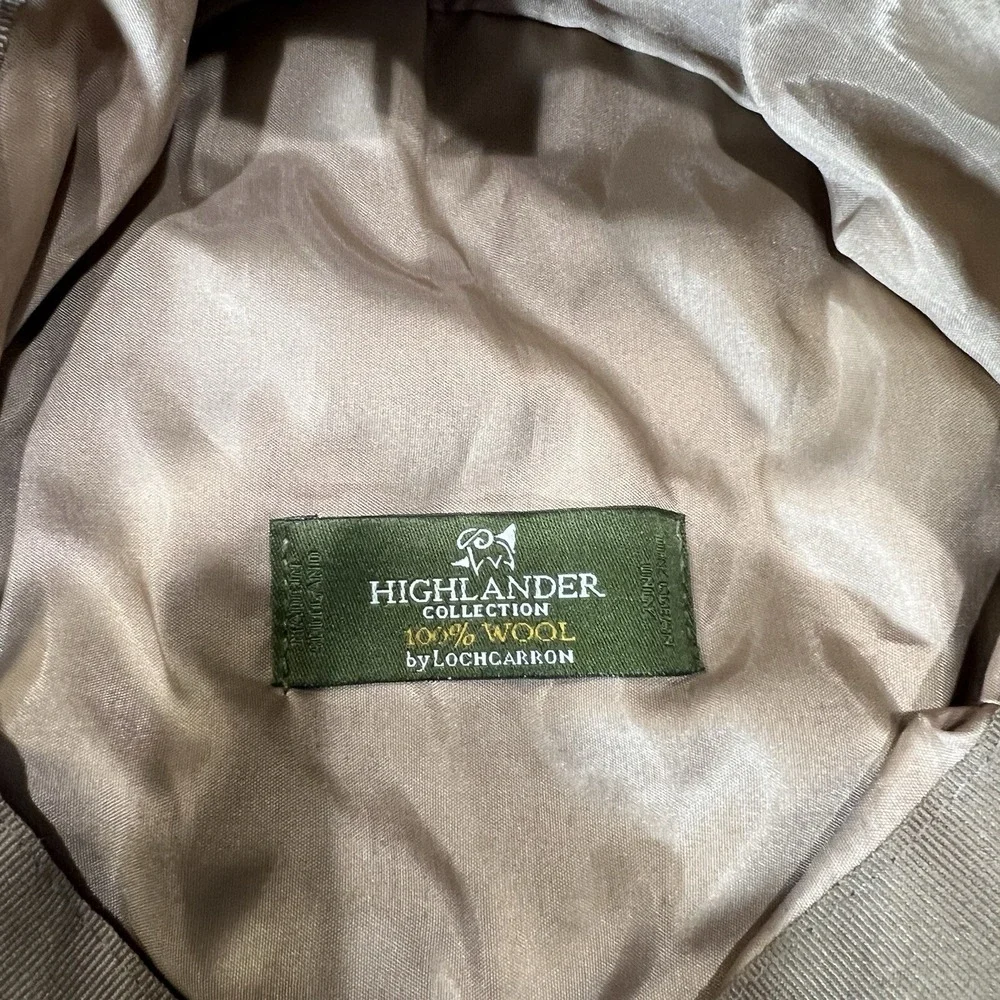 Highlander by Lochcarron Camel Tartan Barnton Flat 100% Wool Cap Scotland XL